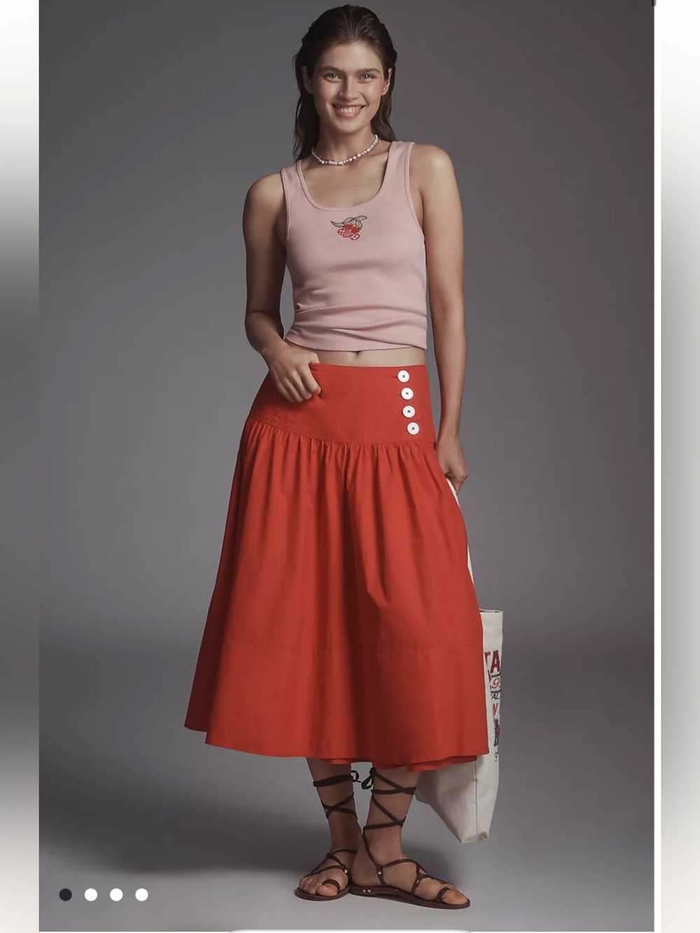 NWOT Maeve Bright Red drop waist wrap skirt